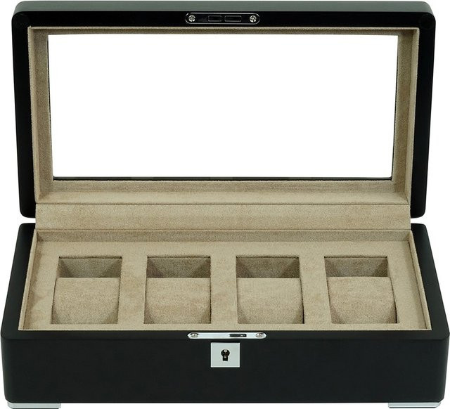 Rothenschild Uhrenbox RS-3420-4-BL-TAN in Schwarz mit beigem Samt - Bild 1