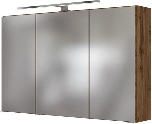 Held Möbel 3D-Spiegelschrank Verona in Wotaneiche mit LED-Beleuchtung und Steckdose, Breite: 100 cm - Bild 1