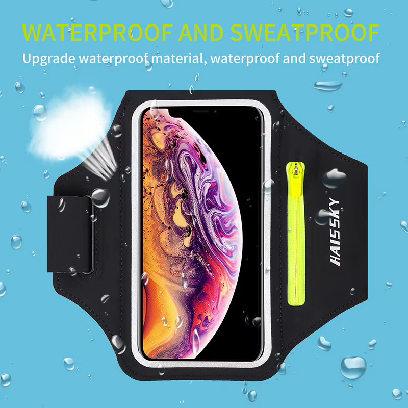 HAISSKY Sportarmbinde mit Reißverschluss für iPhone 17 16 15 14 13 Pro Max und 16 Plus in Schwarz - Bild 4