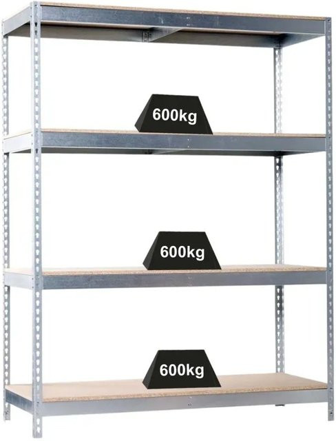 PROREGAL Schwerlastregal Wood Beast Grey, 4 Ebenen, H x B x T: 200 x 150 x 60 cm, Fachlast 600 kg, pulverbeschichtet - Bild 1