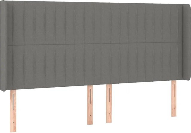 vidaXL LED Kopfteil modern Dunkelgrau mit USB-Ladeport und integrierter Beleuchtung, B: 163 cm, T: 16 cm, H: 118 cm - Bild 1