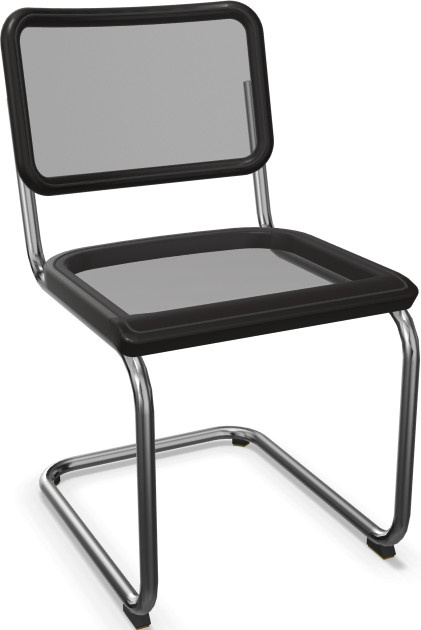 Thonet S 32 N Freischwinger mit braunem Kunststoff-Netzgewebe und verchromtem Rundrohr - Bild 1
