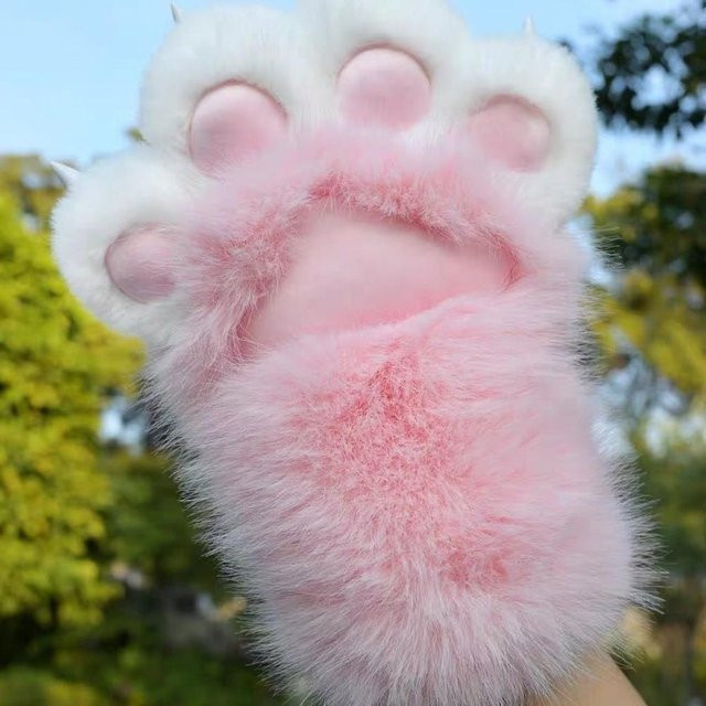 Chaomiao Katzenpfoten-Fäustlinge, Quietschende Cosplay-Handschuhe, rosa, Plüsch / Textil - Bild 1