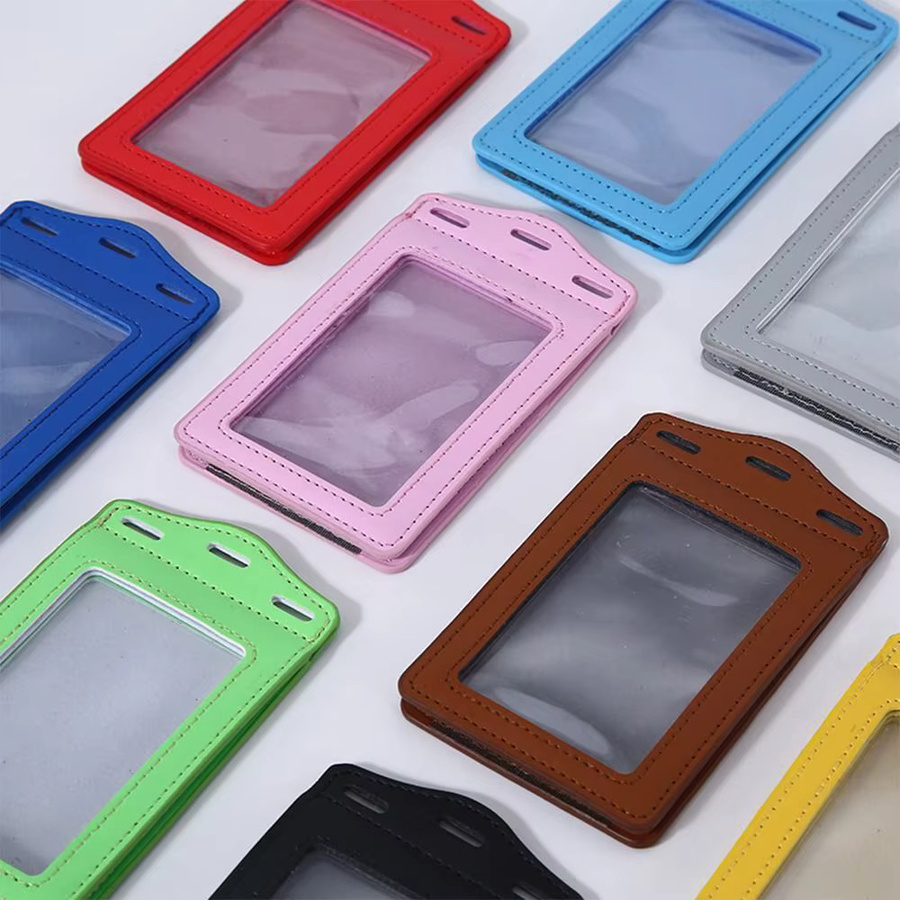 Dreifach gefalteter Ausweiskartenhalter aus PU-Leder mit transparenten Kartenfächern in Blau - Bild 2