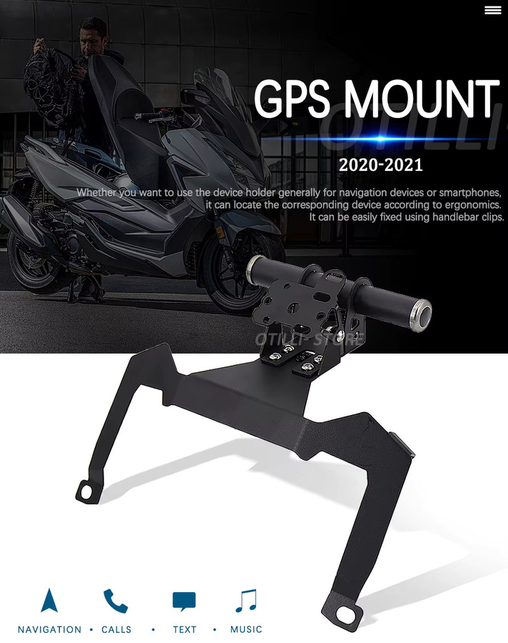 Otilli Handyhalterung für Honda Forza 125 und Forza 350 Motorrad, GPS Navigation Halterung vorne, Schwarz - Bild 2