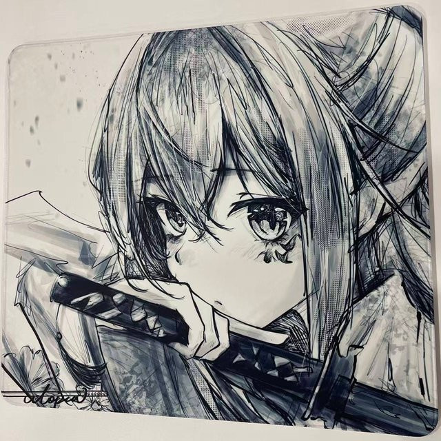 UtopiaGaming Black Blade 2 Anime Style Line Art Version Esports-Mauspad für FPS-Shooter in Schwarz - Bild 1
