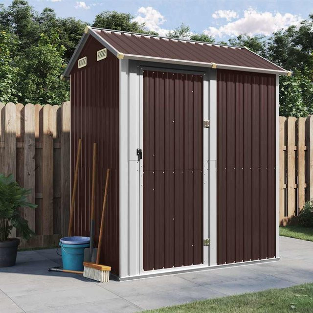 vidaXL Gerätehaus aus verzinktem Stahl in Braun, B/T/H: 192 x 152,5 x 237 cm - Bild 2
