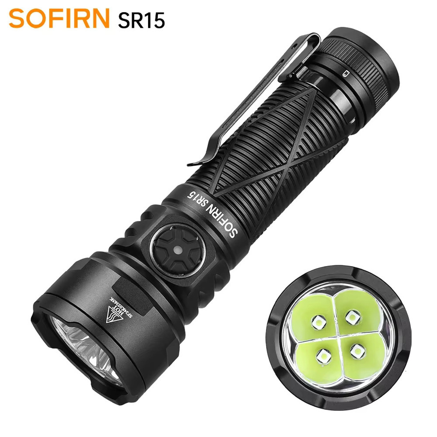 Sofirn SR15 LED Taschenlampe mit 4500 Lumen, SFT25R, USB-C wiederaufladbar, Schwarz - Bild 7