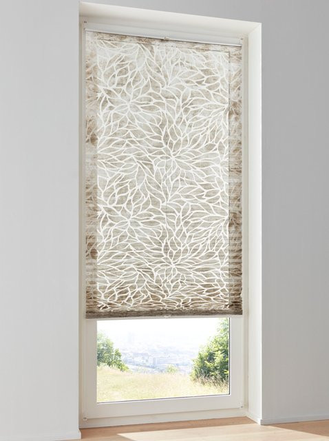 Heine Home Plissee-Jalousie Single Pleat mit Blätter-Motiv in Weiß und Beige, semi-transparent, B: 130 cm, H: 130 cm - Bild 1