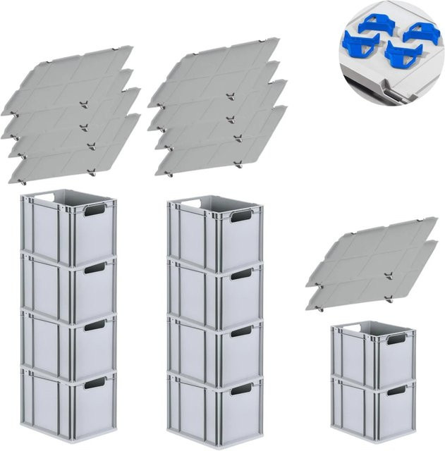 PROREGAL Spar Set mit 10x Eurobox Nextgen Economy und 4x Auflagedeckeln in Blau, H x B x T: 32 x 30 x 40 cm, 30 Liter pro Box - Bild 1