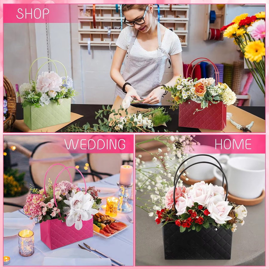 Wasserdichte und wiederverwendbare Blumen-Einkaufstasche aus Kunststoff für Hochzeiten und Partys - Bild 3
