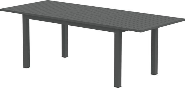 Outsunny Gartentisch aus Aluminium in Grau mit Lamellenoptik, erweiterbar für Garten und Terrasse, B/H/L: 90 x 73 x 220 cm - Bild 1