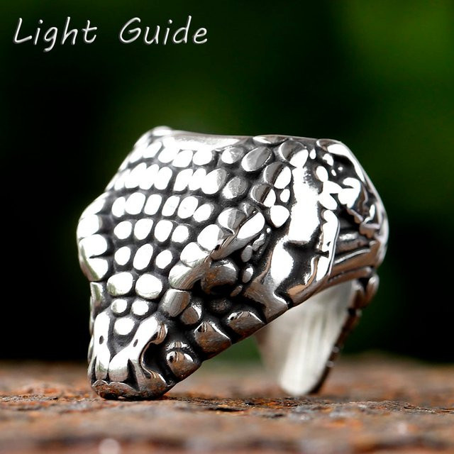 Biker Ring Schlange, Edelstahl, Vintage, Silber, Unisex - Bild 1