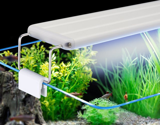 Lcamaw Ausziehbare LED-Aquariumbeleuchtung in Weiß und Blau - Bild 1