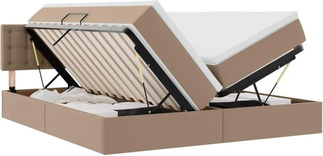 vidaXL Aufbewahrungsbett mit Lift-up-Funktion in Braun aus Kunstleder, B/T: 200 x 200 cm - Bild 1