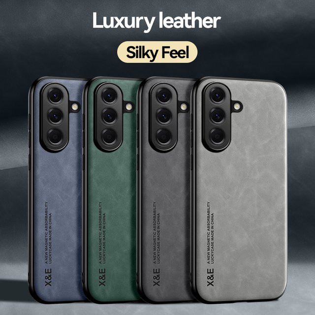 Magnetische Leder-Handyhülle für Samsung Galaxy S23 S24 S25 S26 Ultra Plus FE und A-Serie in Grün oder Grau - Bild 1