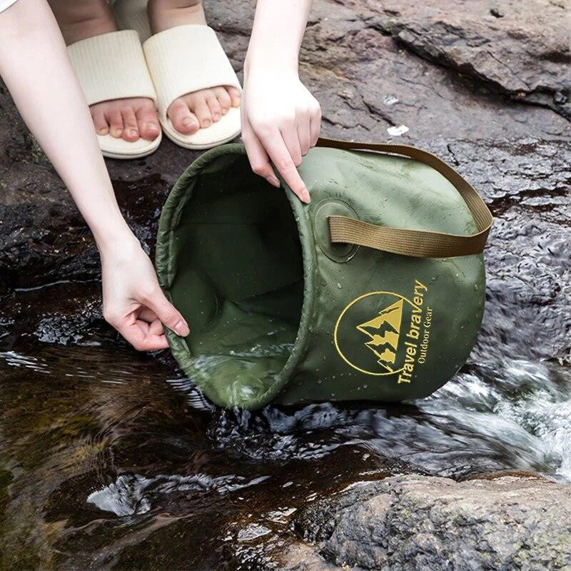 Binchi Outdoor Zusammenklappbarer Eimer aus PVC, Multifunktionales Reisebecken für Camping und Wandern, 10 l - Bild 4