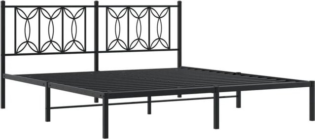 vidaXL Bettgestell aus Metall mit Kopfteil in Schwarz Matt B: 187 cm, T: 90 cm, H: 187 cm - Bild 1