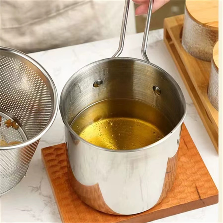 BAIJL Edelstahl Topf mit Sieb und Ölkorb in Silber, Ölsparende kleine Fritteuse aus Edelstahl 304 - Bild 3