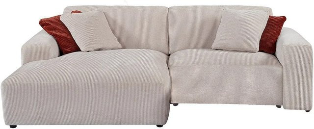 Vente-unique Sofa Tirono in Beige mit Cord-Bezug, L-Form, Breite: 254 cm - Bild 1