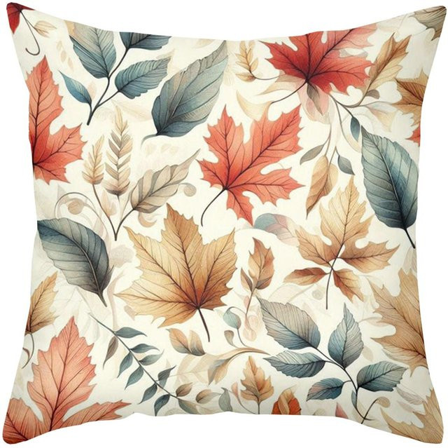 Dekorativer Kissenbezug mit Herbstlaubmuster von JMG Clothing aus Polyester, Mehrfarbig, B/H: 60 x 60 cm - Bild 1