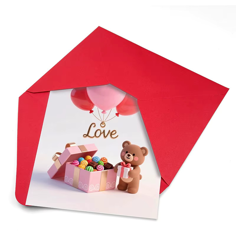 Universelle Grußkarte Love Bear Pat in Rot und Mehrfarbig aus Papier für verschiedene Anlässe wie Kindertag, Vatertag, Muttertag, Valentinstag, Weihnachten und Neujahr - Bild 2