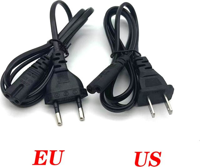 LAJQTAO Netzkabel Verlängerung von 2Pin Prong US/EU auf C7 C8 für LED Licht und Laptop in Schwarz - Bild 1