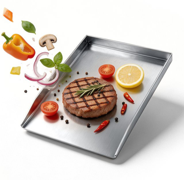 Antihaftbeschichtetes Backblech aus Edelstahl in Silber, B/T: 40,0 x 30,0 cm, ideal für Gas, Holzkohle und Elektrogrill - Bild 1
