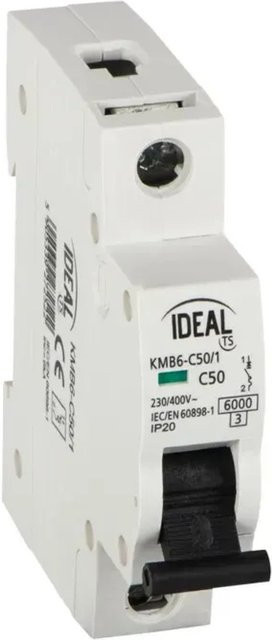 Kanlux Leitungsschutzschalter KMB6-C50/1 1P mit C-Charakteristik 50A in Weiß - Bild 1