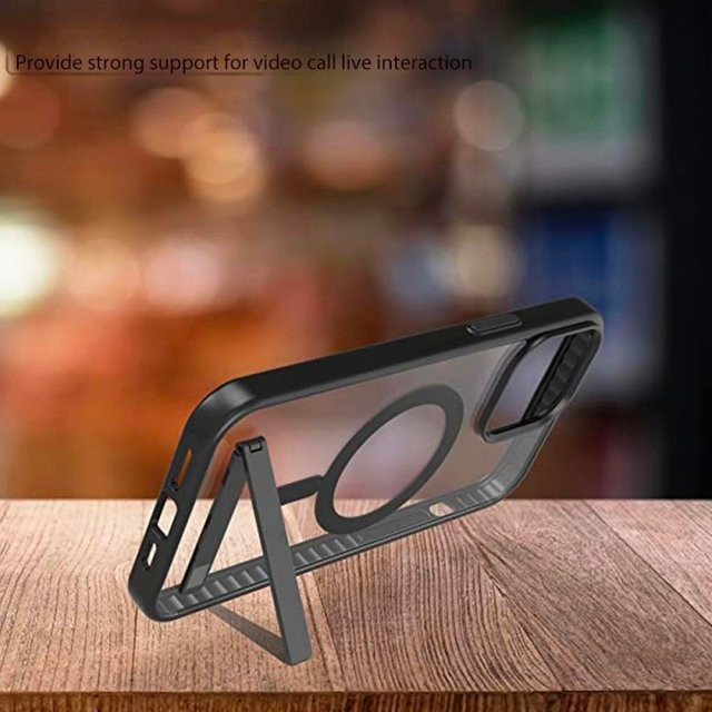 UYUXIO Magnetische Handyhülle mit Ständerabdeckung und Halterung für iPhone 17 Pro Max, 16, 15, 14, 13, 12, 11 Plus in Schwarz - Bild 1