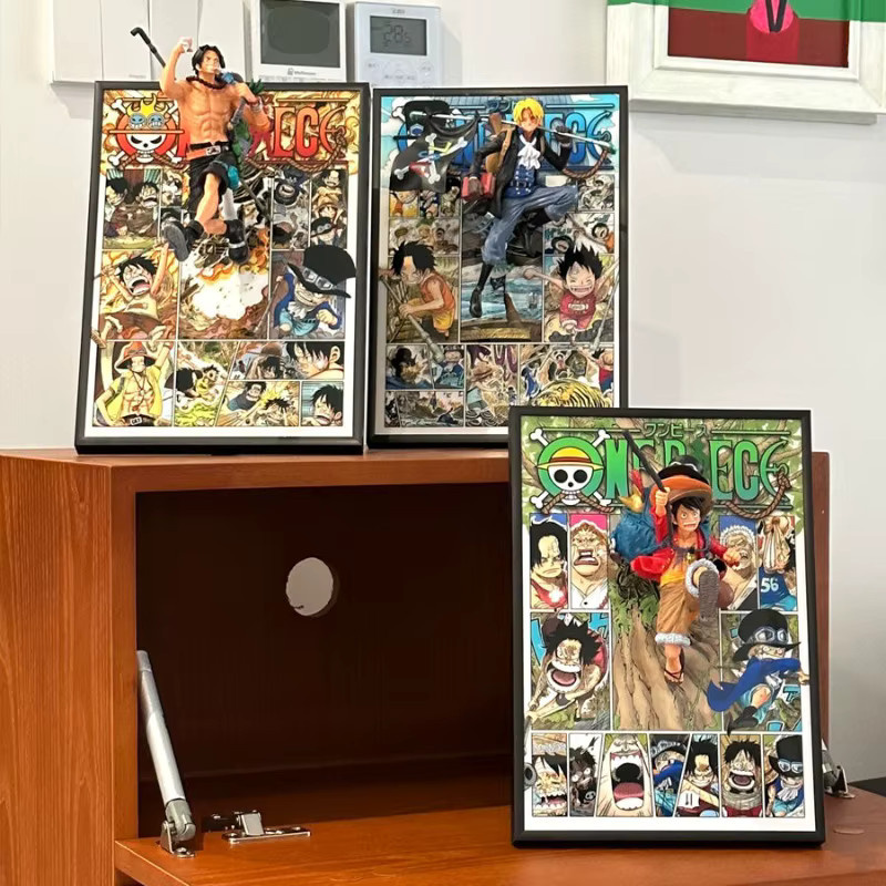 One Piece Monkey D Ruffy Portgas D Ace Sabo, Dreidimensionale Malerei, Bunt, Kunststoff - Bild 3