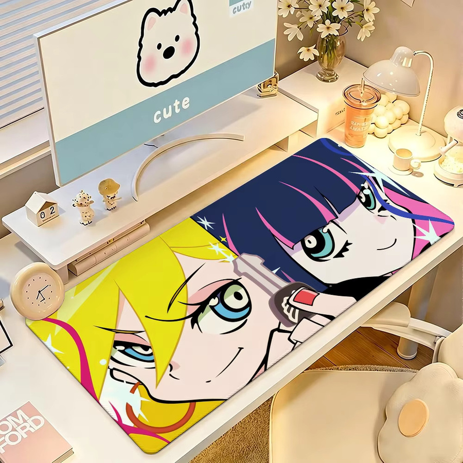 Panty & Stocking mit G-Garterbelt Mauspad, großes rutschfestes und wasserdichtes Gaming-Mauspad mit genähtem Rand in Multicolour - Bild 2