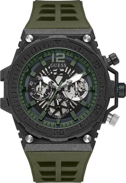 Guess Herrenuhr, Quarz, Edelstahl, 54 mm, Silikon, Schwarz - Bild 1