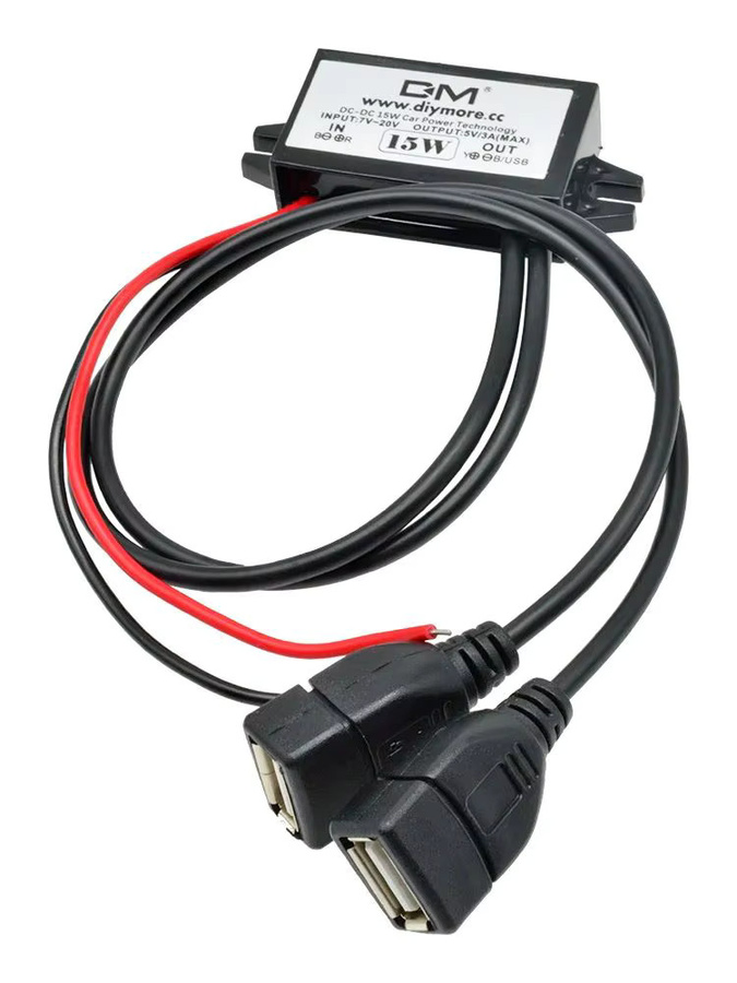 Gaqqee DC-DC Step-Down-Buck-Konverter Stromversorgungsmodul Schwarz 12V auf 5V 3A 15W mit USB-Stecker, USB-Buchse sowie Micro-USB Adapter - Bild 4