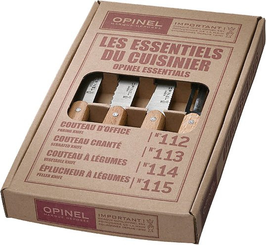 Opinel Messer-Set Les Essentiels mit 4 Messern und Buchenholzgriffen in Braun - Bild 1