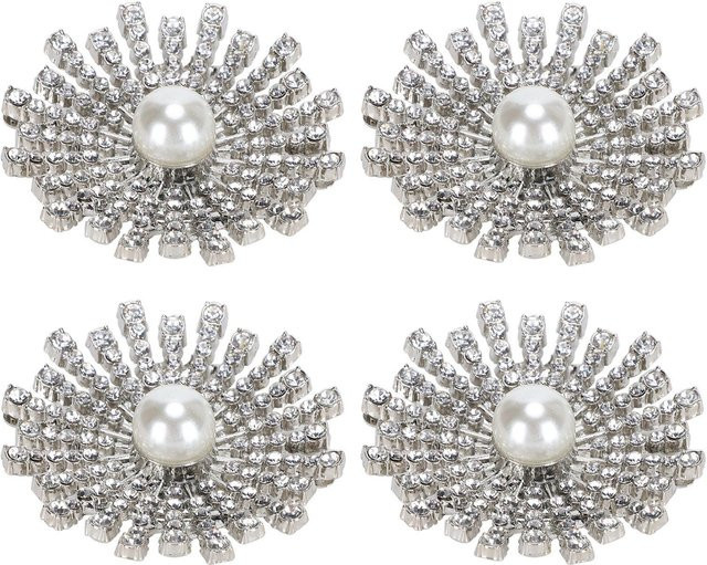 Schuhclips Legierung, Diamant, Perlen, Sonnenblume, weiß - Bild 1