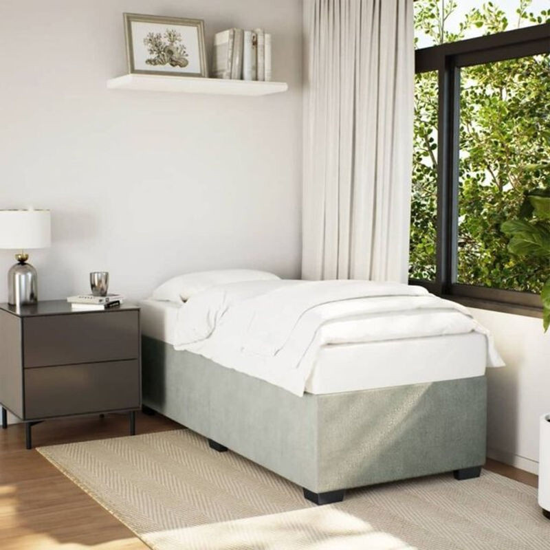 Vidaxl Polsterbett aus Samt in Grau, Modernes Bettgestell ohne Matratze, B/T: 90 x 190 cm - Bild 1