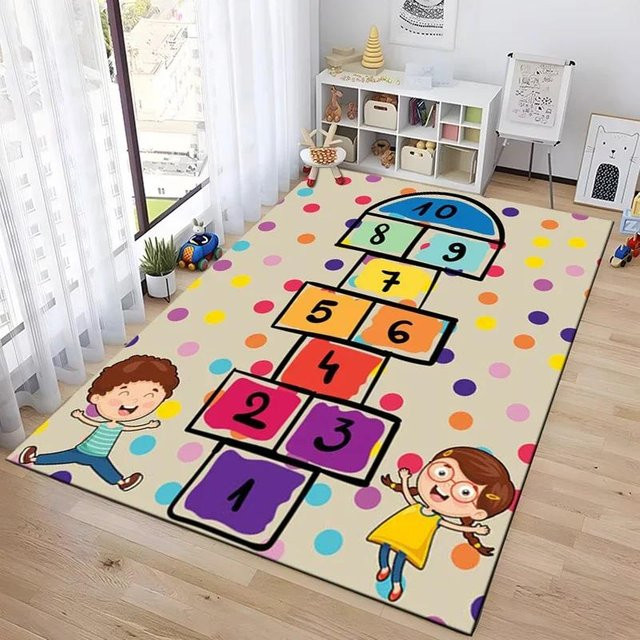 UQIDEHOME Kinder Teppich mit Cartoon-Design für das Kinderzimmer, B/B: 70 x 100 cm, Mehrfarbig - Bild 1