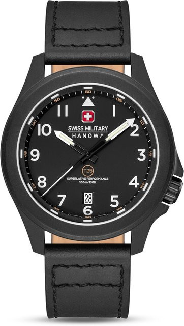 Swiss Military Hanowa Herrenuhr Fieldmaster, Quarz, Edelstahl, 42 mm, Leder - Bild 1