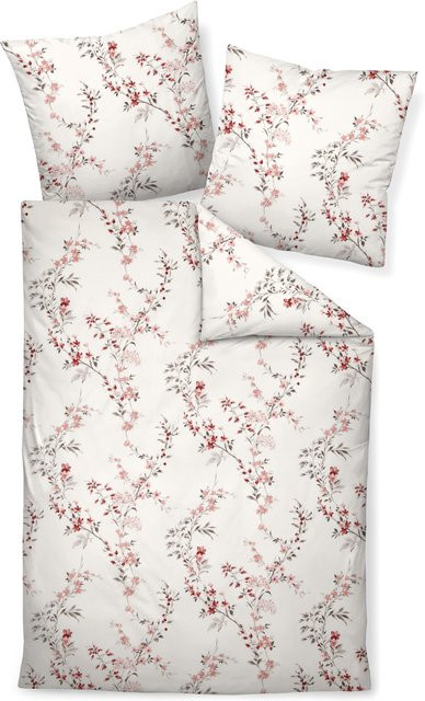 Bettwäsche Janine DAVOS Biber in Pink aus Baumwolle mit 1 Kissen, B/T/H: 155 x 220 cm, Kissen: 80 x 80 cm - Bild 1