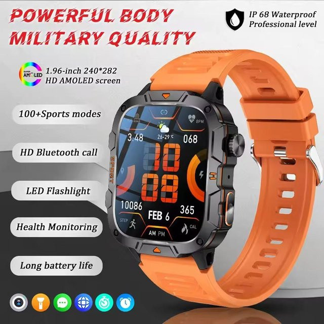 Xiaomi Outdoor-Sport Smartwatch mit GPS-Tracker, 5ATM Wasserdichtigkeit, Bluetooth-Anruffunktion und 1,96 Zoll HD-Display in Orange - Bild 1