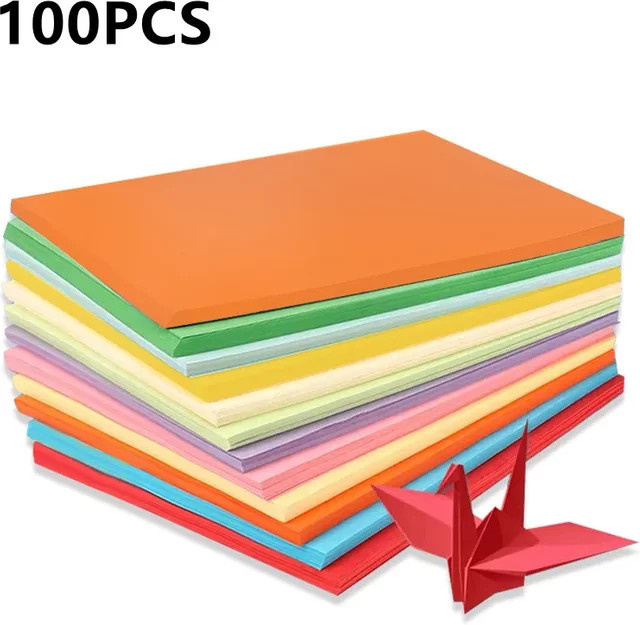 100 Stück Farbiges Origami-Papier in 10 sortierten Farben, A4 Dekorpapier für Kinder DIY Kunst und Handwerk, Matt - Bild 1
