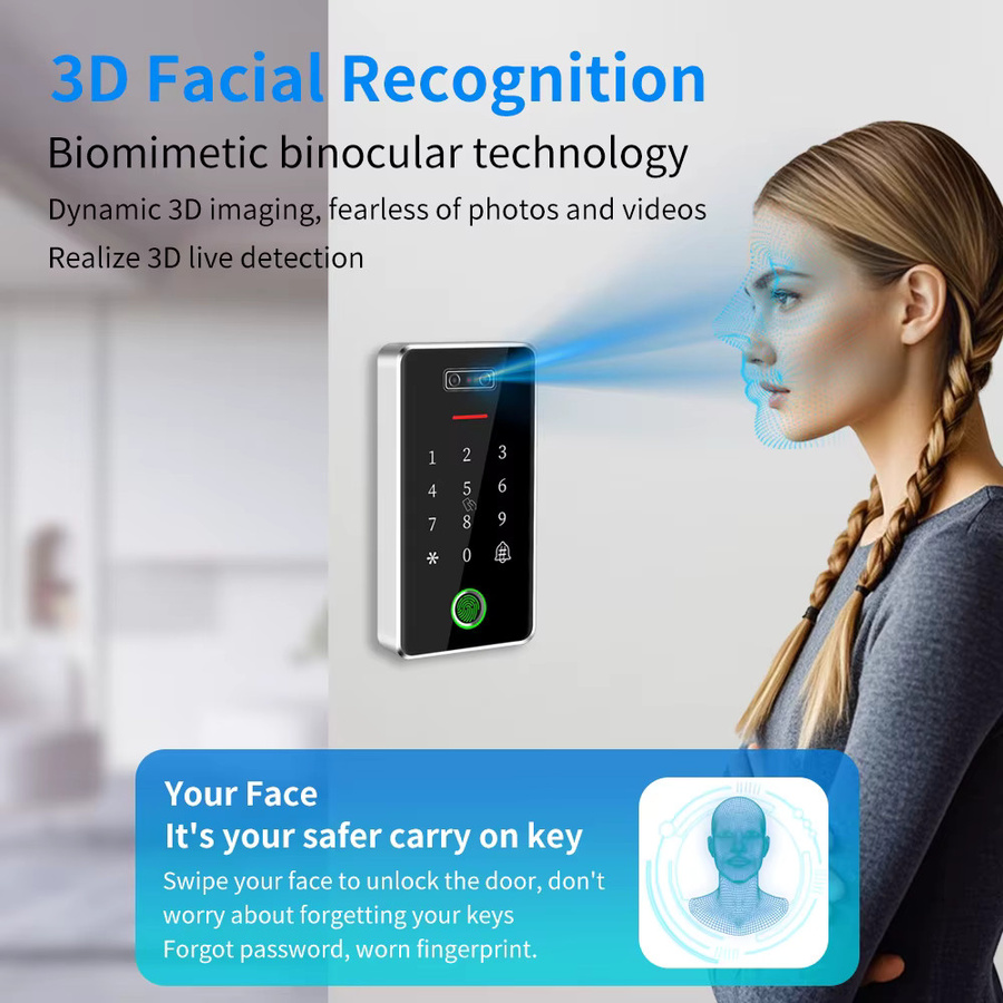 LUCKING DOOR TTLock Gesichtserkennung Zugangskontrolle mit RFID-Kartenleser und biometrischem Fingerabdruck-Schlossöffner, App-Türzugangssystem, IP67 regenfest - Bild 2