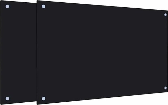 vidaXL Küchenrückwände aus Hartglas, 2 Stück, Schwarz, B/H: 80 x 50 cm - Bild 1