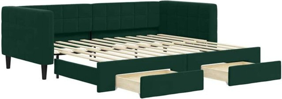 Ausziehbares Funktionsbett mit Schubladen von vidaxl in Grün aus Samt und Metall, B/T: 90 x 200 cm - Bild 1