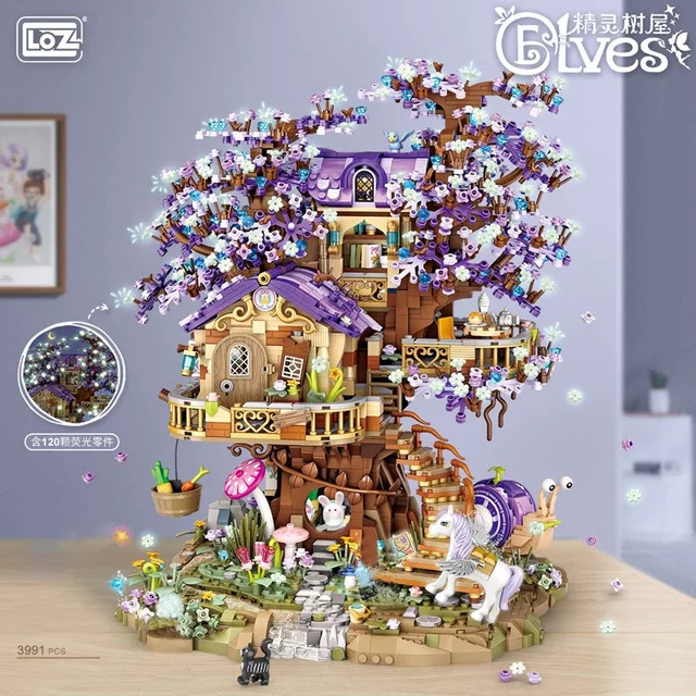 LOZ Mini Eif Baum Haus, Leucht Ziegel Bausteine, Modell Spielzeug - Bild 1