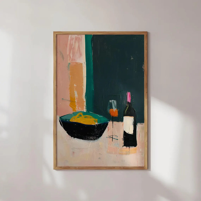 SHENCHEN Wandkunst Italienisches Abendessen Stillleben Abstract Modern Mehrfarbig - Bild 1