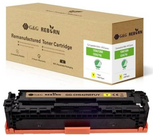 G&G Toner Cartridge Gelb Reborn remanufactured kompatibel mit HP 125A, 128A, 131X sowie Canon 716Y, 731Y mit 1400 Seiten Reichweite - Bild 1