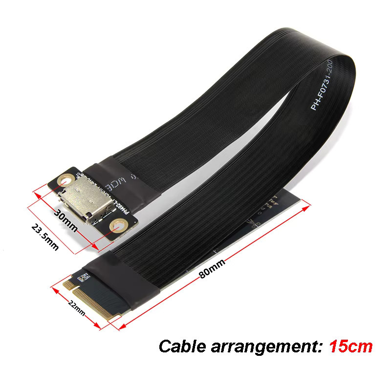 T.F.SKYWINDINTL M.2 NVMe zu Oculink PCIe 4.0 x4 Erweiterungskabel SFF-8612 auf SFF-8611 für Laptop-Grafikkarten und GPU-Speicherserver, Schwarz - Bild 2
