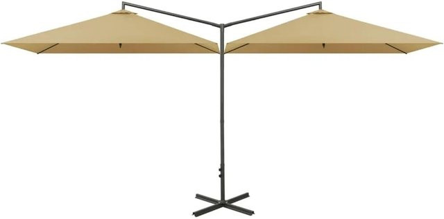 vidaXL Doppel-Sonnenschirm Ampelschirm aus Stahl und Polyester in Taupe, B/T: 600 x 300 cm, Höhe: 290 cm - Bild 1